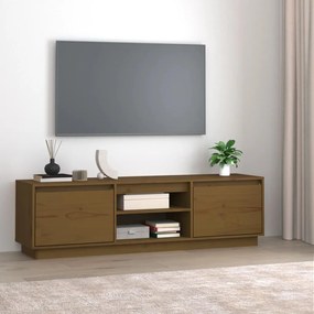 Mobile Porta Tv Ambra 140x35x40 Cm İn Legno Massello Di Pino /