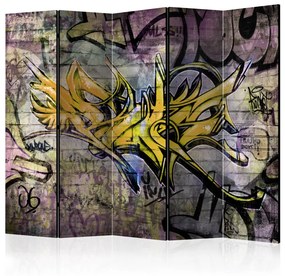 Paravento Graffiti Stupendo II (5 parti) - astrazione urbana con scritte