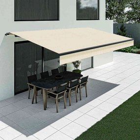 Tenda da sole avorio chiaro con mantovana dritta, modello Basic senza cassonetto, 2400 x 1500 mm, con manovella, configurazione individuale