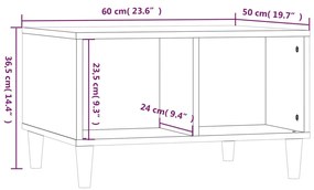 Tavolino da Salotto Rovere Fumo 60x50x36,5 cm Legno Multistrato