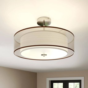 Plafoniera soffitto Pikka Lindby, dimmerabile, Marrone / Ruggine, Soggiorno / Sala da pranzo, Tessuto / Stoffa / Seta, Moderno, Plafoniera