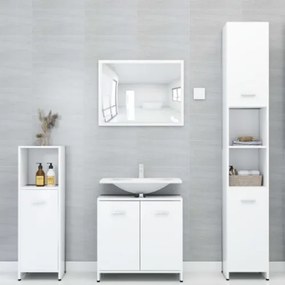 Set Mobili da Bagno 4 pz Bianco in Legno Multistrato