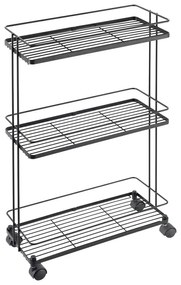 Carrello portaoggetti nero opaco in acciaio 38x62x16 cm Lava – Metaltex