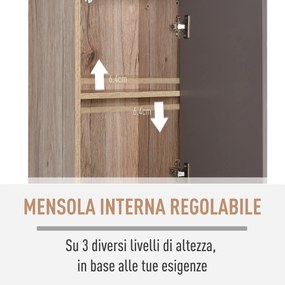 Mobile a Colonna per Bagno in Legno 30x24x170 cm  Grigio e Rovere...