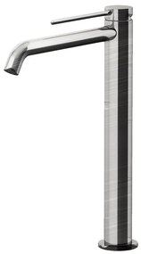 Rubinetto per lavabo getto laminare cristallino CIRCLE TWO cromo spazzolato opaco GATTONI RUBINETTERIA H 30 cm