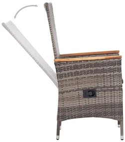 Set mobili da pranzo per giardino 3 pz grigio