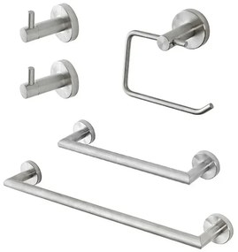 Set accessori a muro 5 pezzi in acciaio inox satinato e viti incluse Galassia