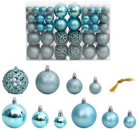 Set Palline di Natale 100 pz 3/4/6 cm, Turchesi