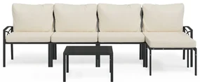 Set salotto da giardino 6pz con cuscini sabbia in acciaio
