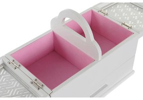 Scatola-Portagioie DKD Home Decor Cristallo Bianco Rosa chiaro Legno MDF (30 x 17 x 24 cm)