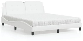 Letto Con Materasso Bianco 160x200 Cm İn Similpelle /