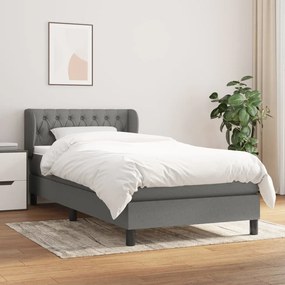 Giroletto A Molle Con Materasso Grigio Scuro 90x190 Cm Tessuto /