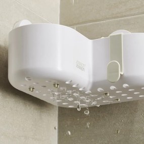 Scaffale da bagno in plastica ad angolo bianco senza forare Duo - Joseph Joseph