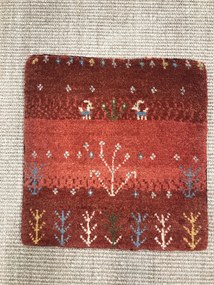 Gabbeh Tappeto 40x40 Rosso (Iran) Annodato A Mano