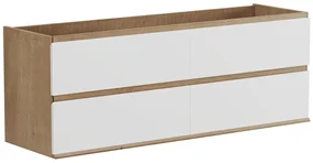 Mobile sotto lavabo sospeso 150 cm Naturale chiaro e Bianco - SABURI
