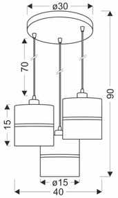 Lampadario a sospensione con filo ASSAM 3xE27/60W/230V nero