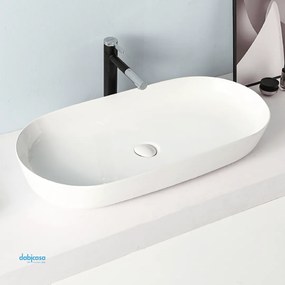 Lavabo D'Appoggio Ovale "Break The Rules" Da 82x41,5 Cm Bianco Lucido