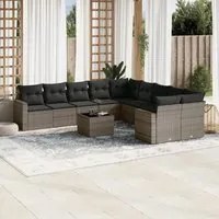 Set Divani da Giardino 11 pz con Cuscini in Polyrattan Grigio 3251857