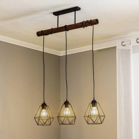 Eko-Light Lampada a sospensione Acero con paralume a gabbia, 3 luci