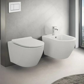 Coppia sanitari sospesi Rimless serie Tokyo con copriwc rallentato