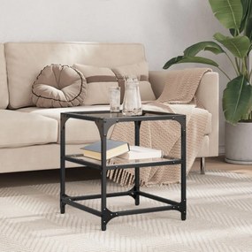 Tavolini Con Piano İn Vetro Trasparente 2 Pz 40x40x45cm Acciaio /