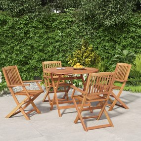 Set Da Pranzo Per Giardino 5 Pz İn Legno Massello Di Acacia /