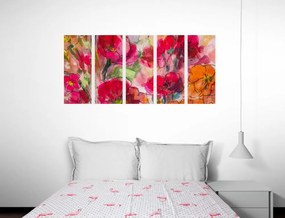 Quadri 5 pezzi – Natura morta di fiori dipinti