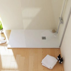 Piatto doccia SANYCCES in fibra di vetro Logic bianco L 90 x L 180 x H 3 cm opaco effetto ardesia