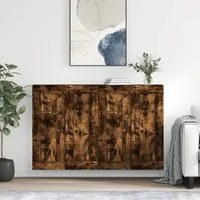 Armadietti a Parete 2 pz Rovere Fumo in Legno Multistrato 3198030