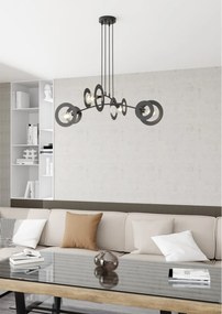 Lampadario a sospensione in acciaio EUFORIA 4 nero 4xE27