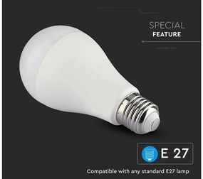 V-TAC Smart Lampada Led Bulb E27 A65 15W WiFi RGB CCT Dimmerabile APP Compatible Amazon Alexa Google Home SKU-2753