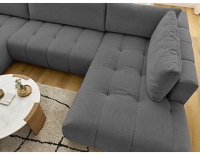 Divano angolare grigio scuro allungabile e con contenitore (penisola a destra/a U) Fuji – Bobochic Paris