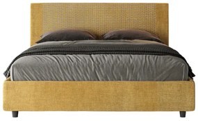 Letto matrimoniale contenitore imbottito 160x210 tessuto Labirinto 6 giallo Rosal