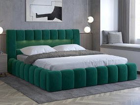 Letto matrimoniale con box contenitore Santander - 160 x 200 cm , Tessuto verde