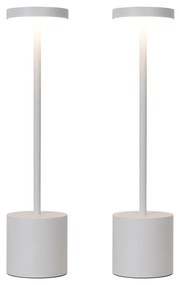 Set di 2 lampade da tavolo da esterno bianche con LED e dimmer ricaricabile - Dupont