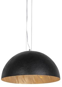 Lampada a sospensione industriale nera con oro 50 cm - Magna