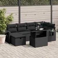 Set Divani da Giardino con Cuscini 7pz Nero Polyrattan 3274975