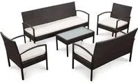 Set Divani da Giardino 5 pz con Cuscini in Polyrattan Marrone 44184