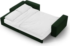 Divano angolare verde scuro allungabile/con contenitore (con penisola a sinistra/con chaise lounge) con rivestimento in velluto Jodie – Micadoni