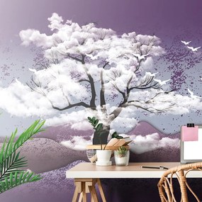 Carta da parati – Albero immerso tra le nuvole