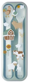 Posate di plastica per bambini in bianco e verde chiaro 2 pz. Little farm - Mepal