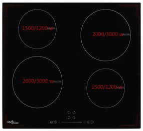 Piano Cottura a Induzione 4 Zone e Controlli Touch Vetro 7000 W