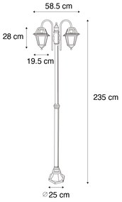 Lanterna da esterno classica nera 235 cm 2 luci IP44 - Berta