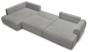 Divano angolare in grigio scuro allungabile (con penisola a destra/a forma di "U") con rivestimento in velluto a coste Lucien – Bobochic Paris