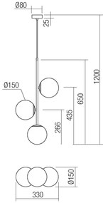 Redo 01-2627 - Lampadario a sospensione con filo NIVA 3xE14/28W/230V