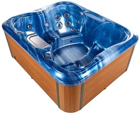 Vasca idromassaggio LED blu e legno chiaro 215 x 180 cm ARCELIA Beliani