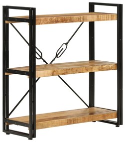 Libreria 3 Livelli 77x30x80 Cm Legno Massello Di Mango E Ferro /