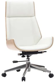 Poltrona da ufficio design legno chiaro e bianco CURVED