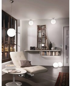 Lampadario bianco/argentato con paralume in vetro ø 25 cm RONDO – EGLO