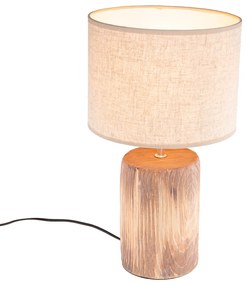 Lampada da tavolo in stile country beige con marrone 43 cm - Lipa